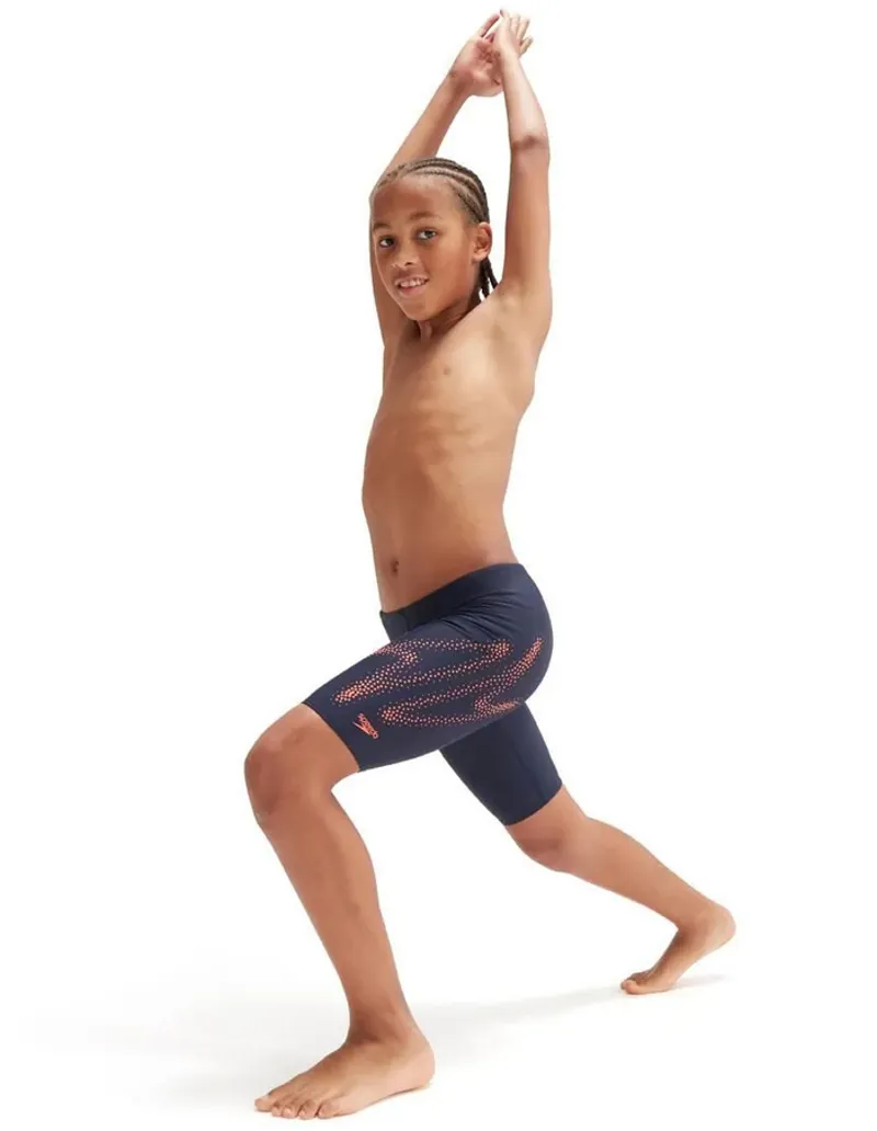 Speedo Boys Hyper Boom Logo Placement Jammer True Navy/Volcanic Orange-3